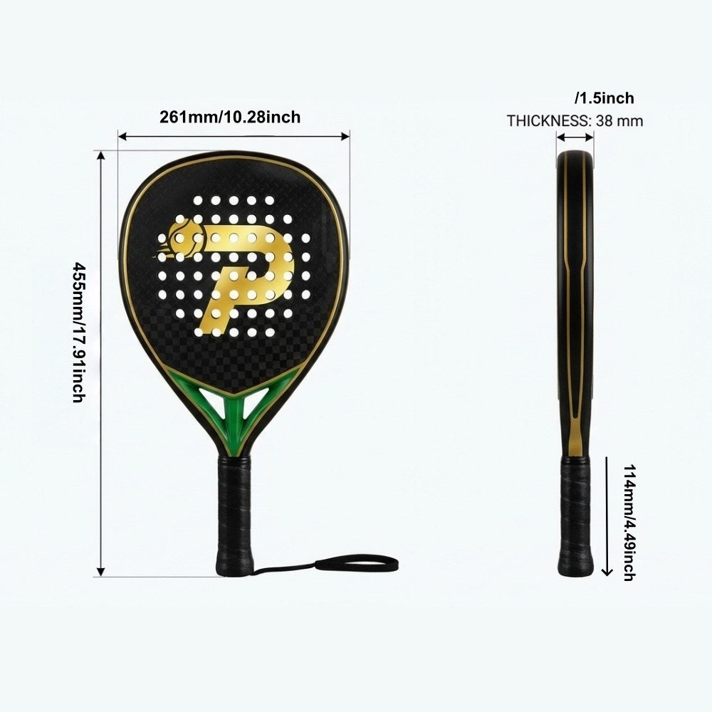 PatsSport Gilt 12K Carbon Teardrop Padel Racket – Black & Gold