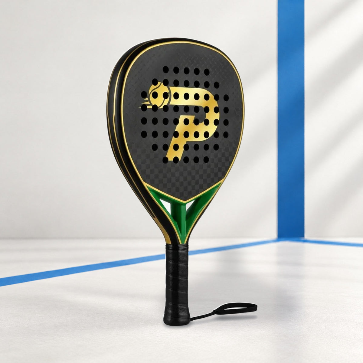 PatsSport Gilt 12K Carbon Teardrop Padel Racket – Black & Gold