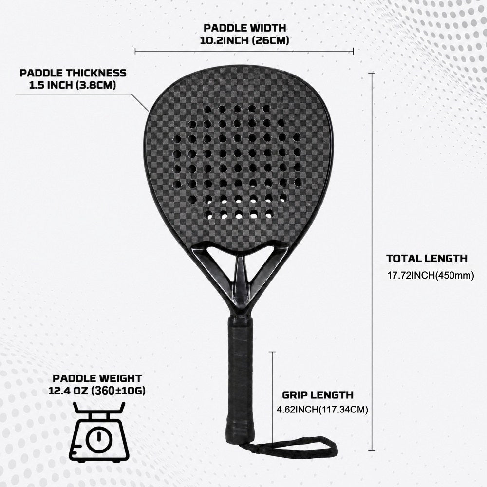 PatsSport Grit Diamond Padel Racket – Sandpaper Face, Carbon or Fibreglass
