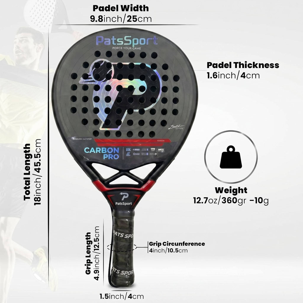 PatsSport Iris 12K Carbon Hybrid Teardrop Padel Racket
