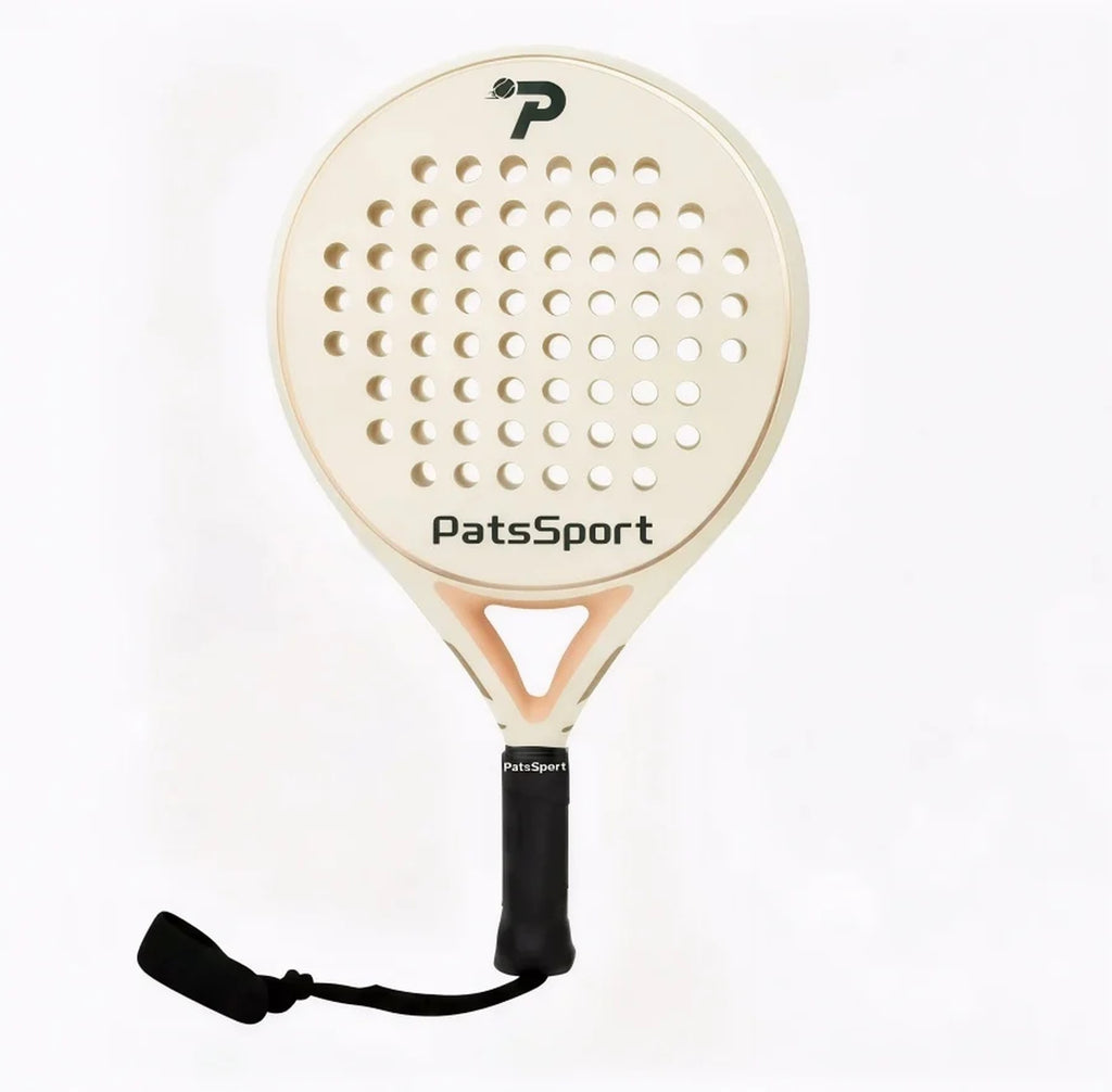 PatsSport Ivory Carbon Round Padel Racket – Cream, Pink Cover Option
