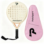 PatsSport Ivory Carbon Round Padel Racket – Cream, Pink Cover Option