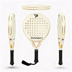PatsSport Ivory Carbon Round Padel Racket – Cream, Pink Cover Option