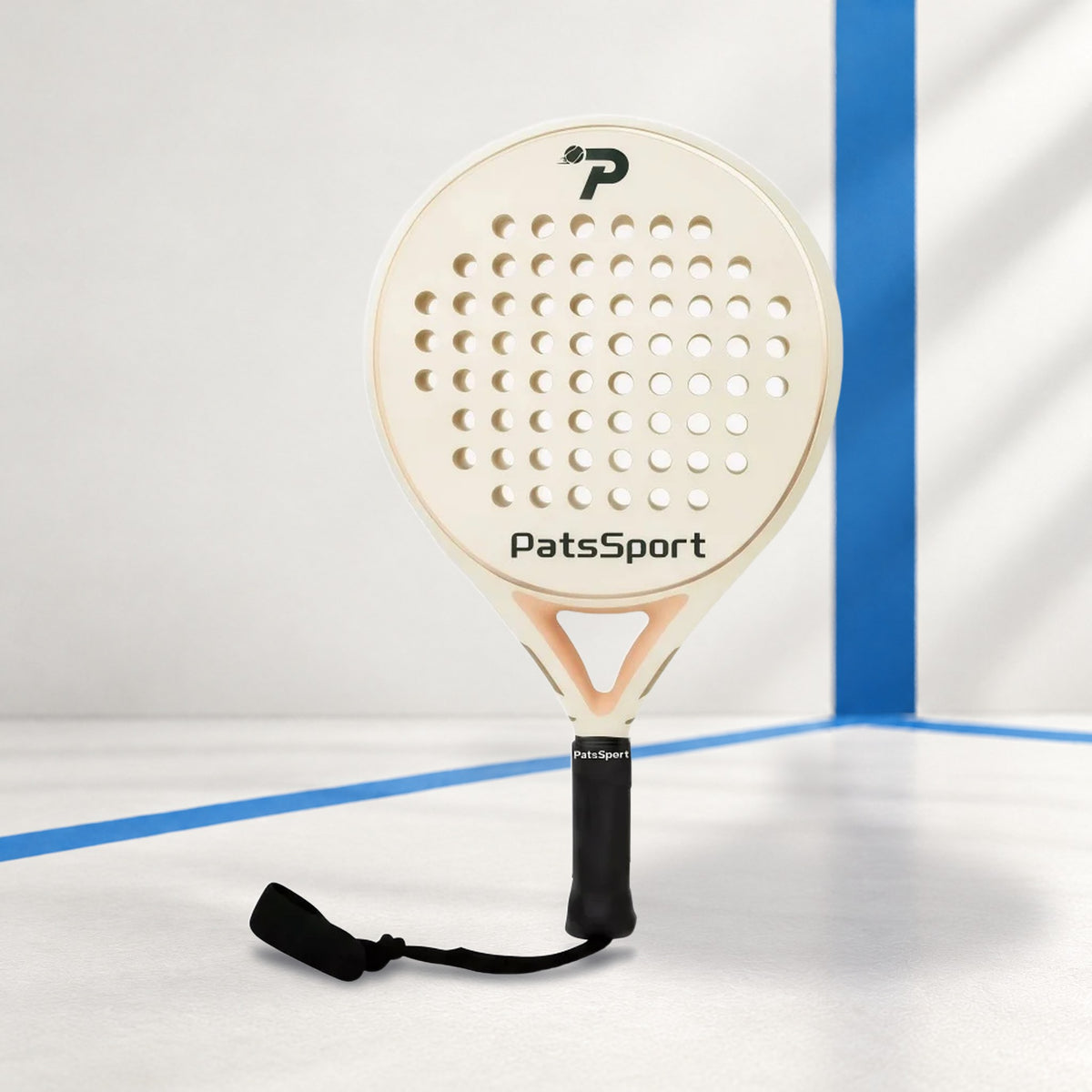 PatsSport Ivory Carbon Round Padel Racket – Cream, Pink Cover Option