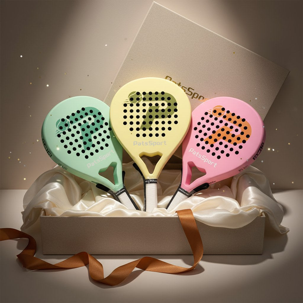 PatsSport Macaron Round Padel Racket – Matte Pastel Carbon, Soft EVA