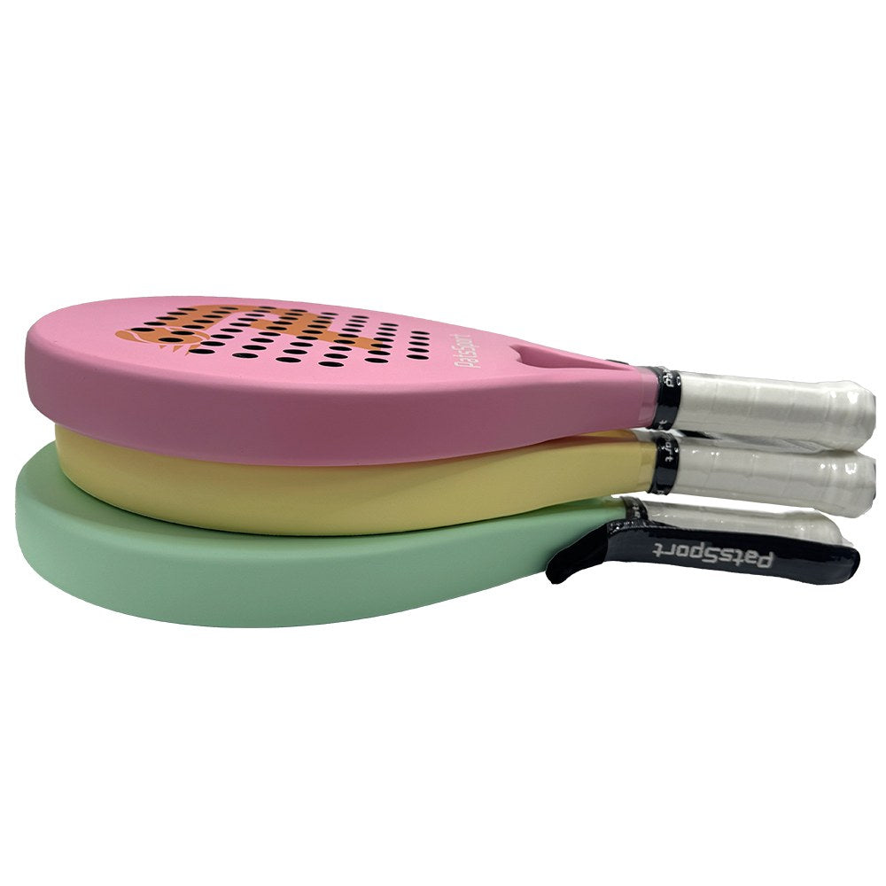 PatsSport Macaron Round Padel Racket – Matte Pastel Carbon, Soft EVA