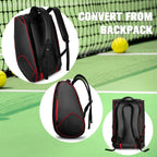 PatsSport Night Padel Racket Backpack – Black with Red Trim