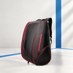 PatsSport Night Padel Racket Backpack – Black with Red Trim