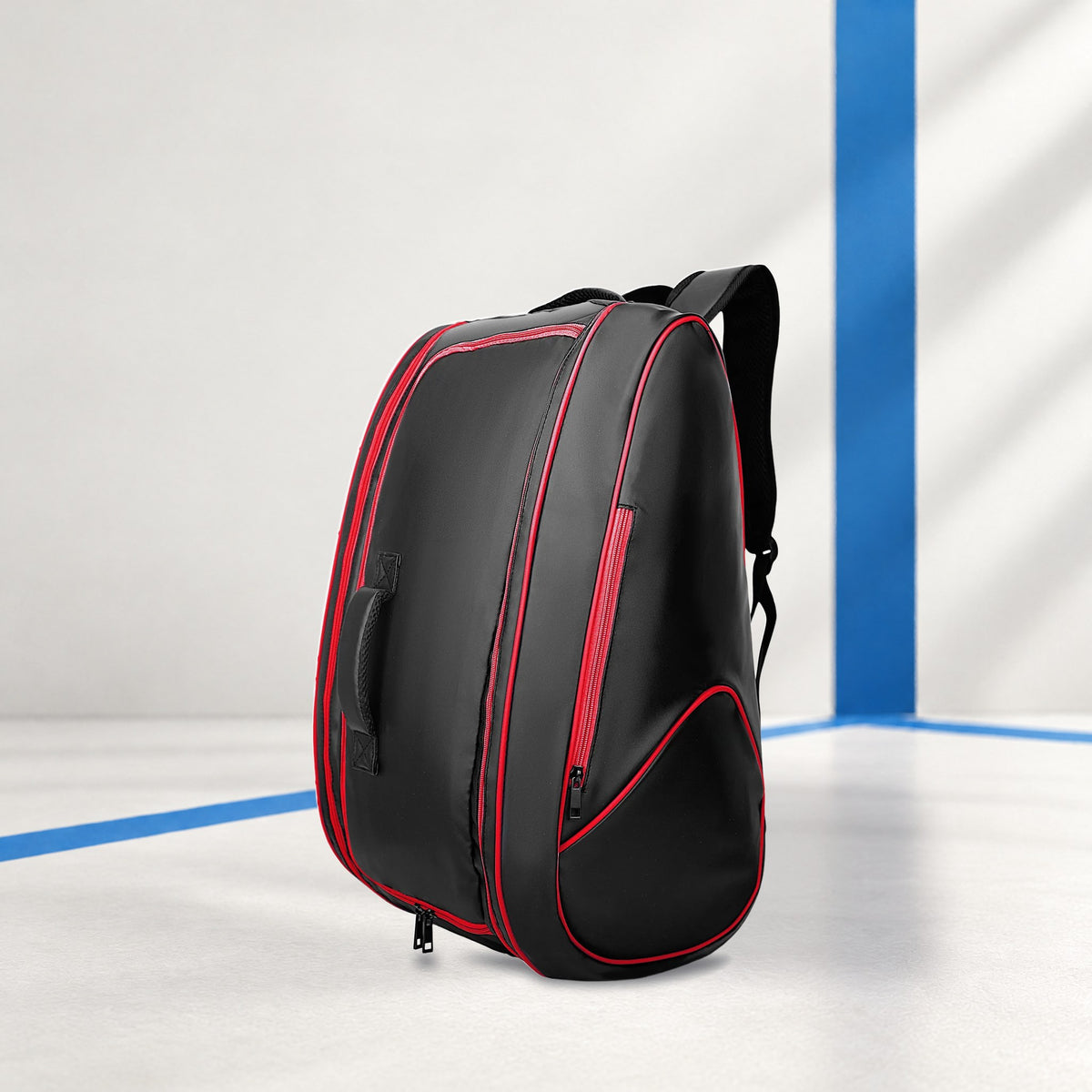 PatsSport Night Padel Racket Backpack – Black with Red Trim