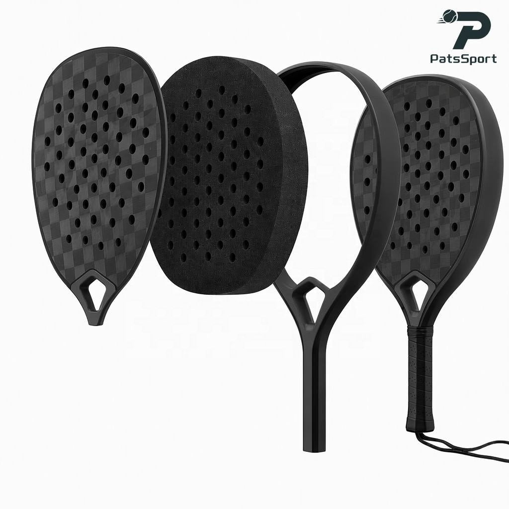 PatsSport Noir Carbon Diamond Padel Racket – Plain Black, 12K or 18K