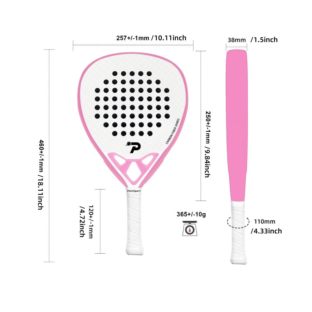 PatsSport Outline Carbon Padel Racket – White with Coloured Frame