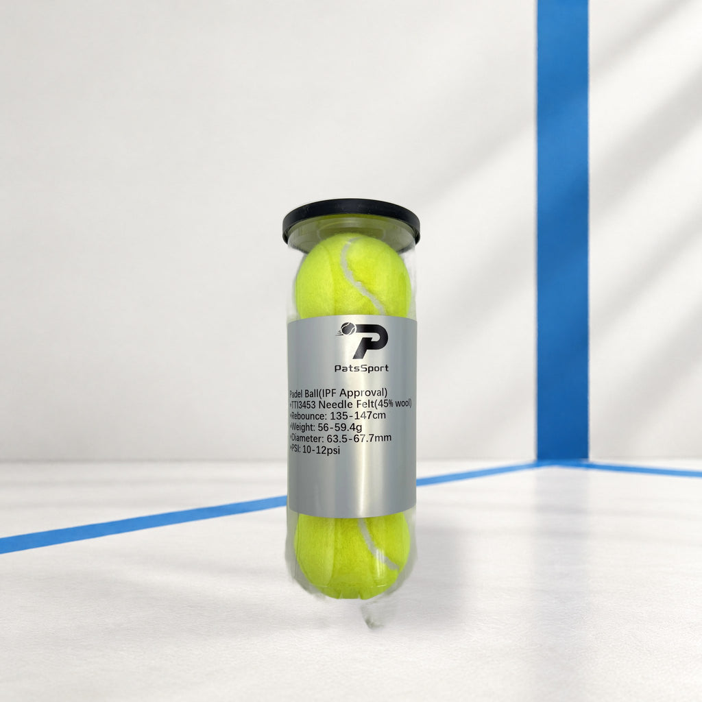 PatsSport Pressurised Padel Balls – Tube of 3, Choice of Wool Felt