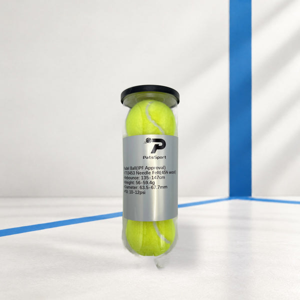 PatsSport Pressurised Padel Balls – Tube of 3, Choice of Wool Felt