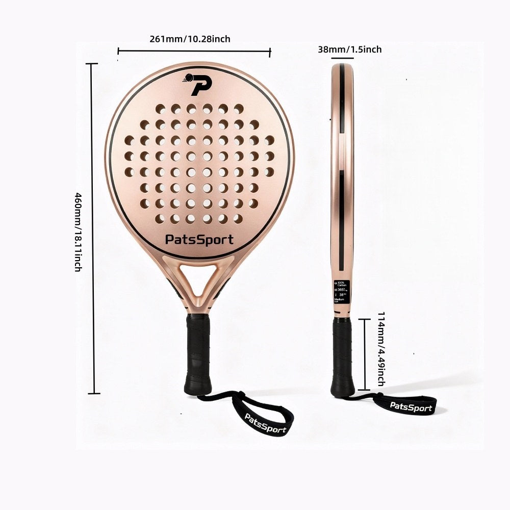 PatsSport Satin Carbon Padel Racket – Rose Gold, Deep Blue or Sage
