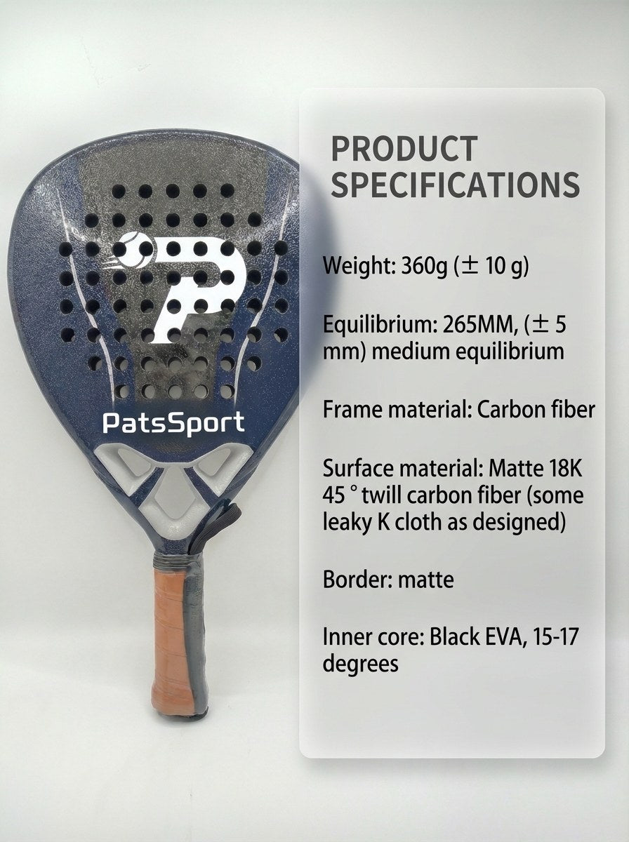 PatsSport Streak 18K Carbon Diamond Padel Racket – Shock-Absorbing Core