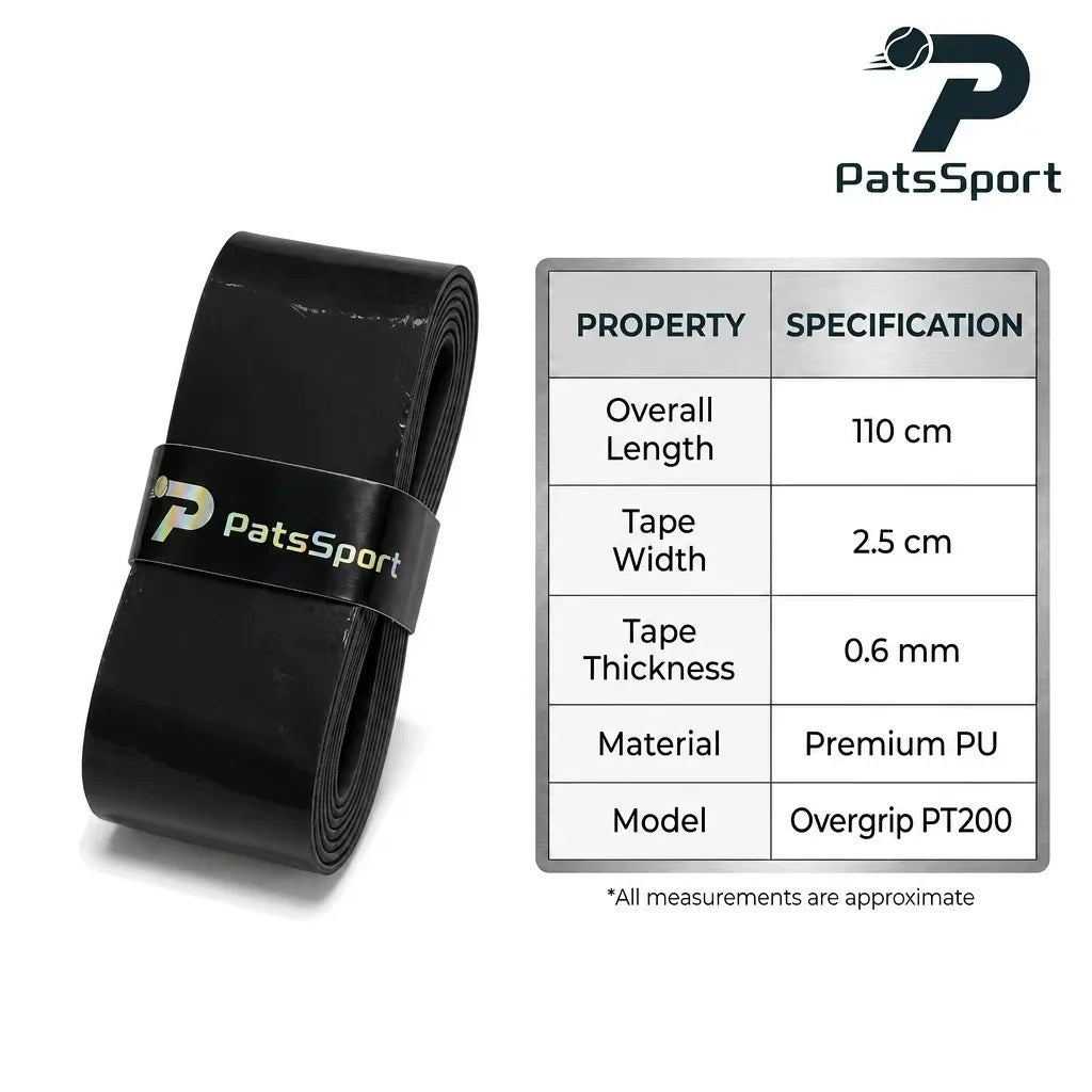 PatsSport Ultra Sticky Padel Overgrip 0.6 mm – 3-Pack
