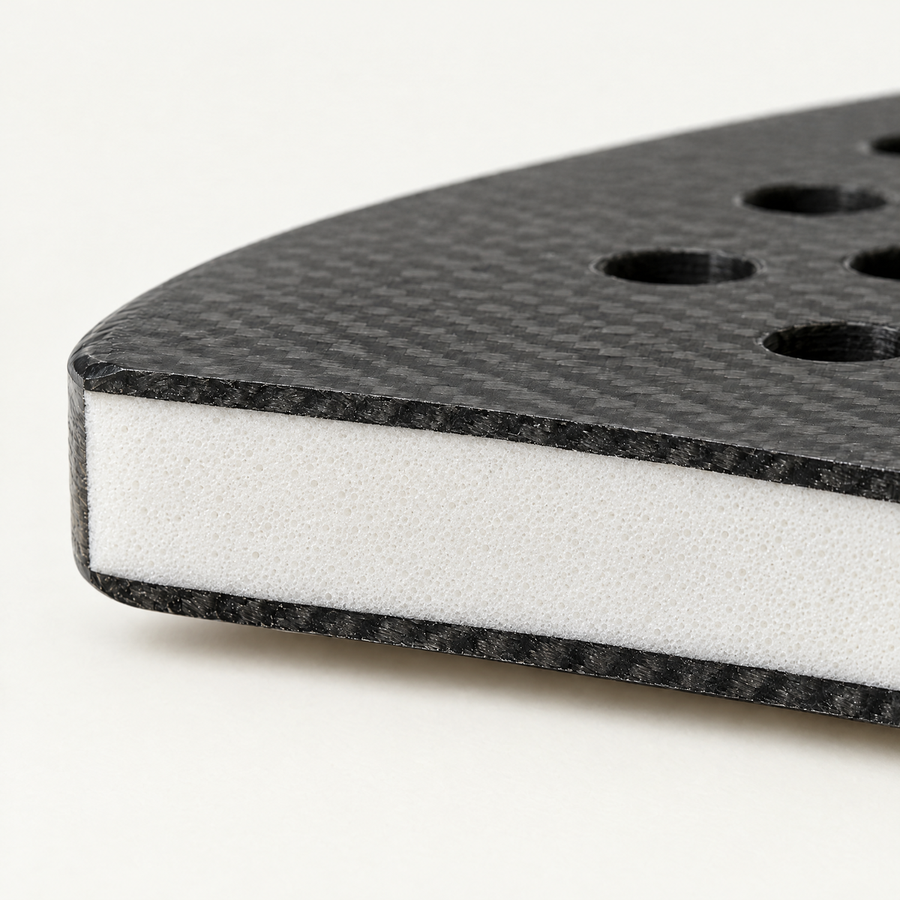 Cross-section of a racket with a Medium EVA foam core
