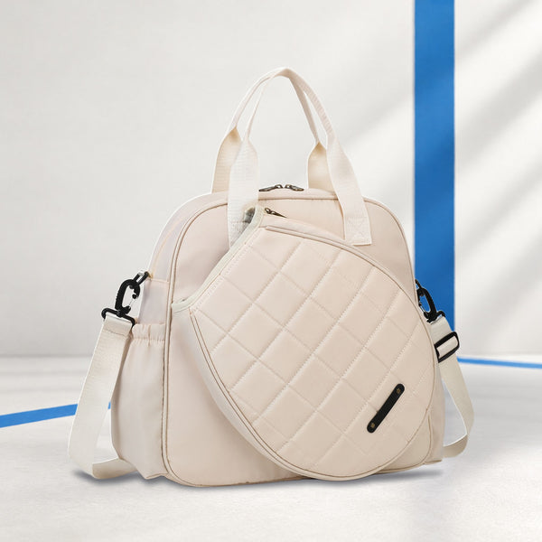 Quilted Padel Racket Shoulder Bag with Front Racket Pocket
