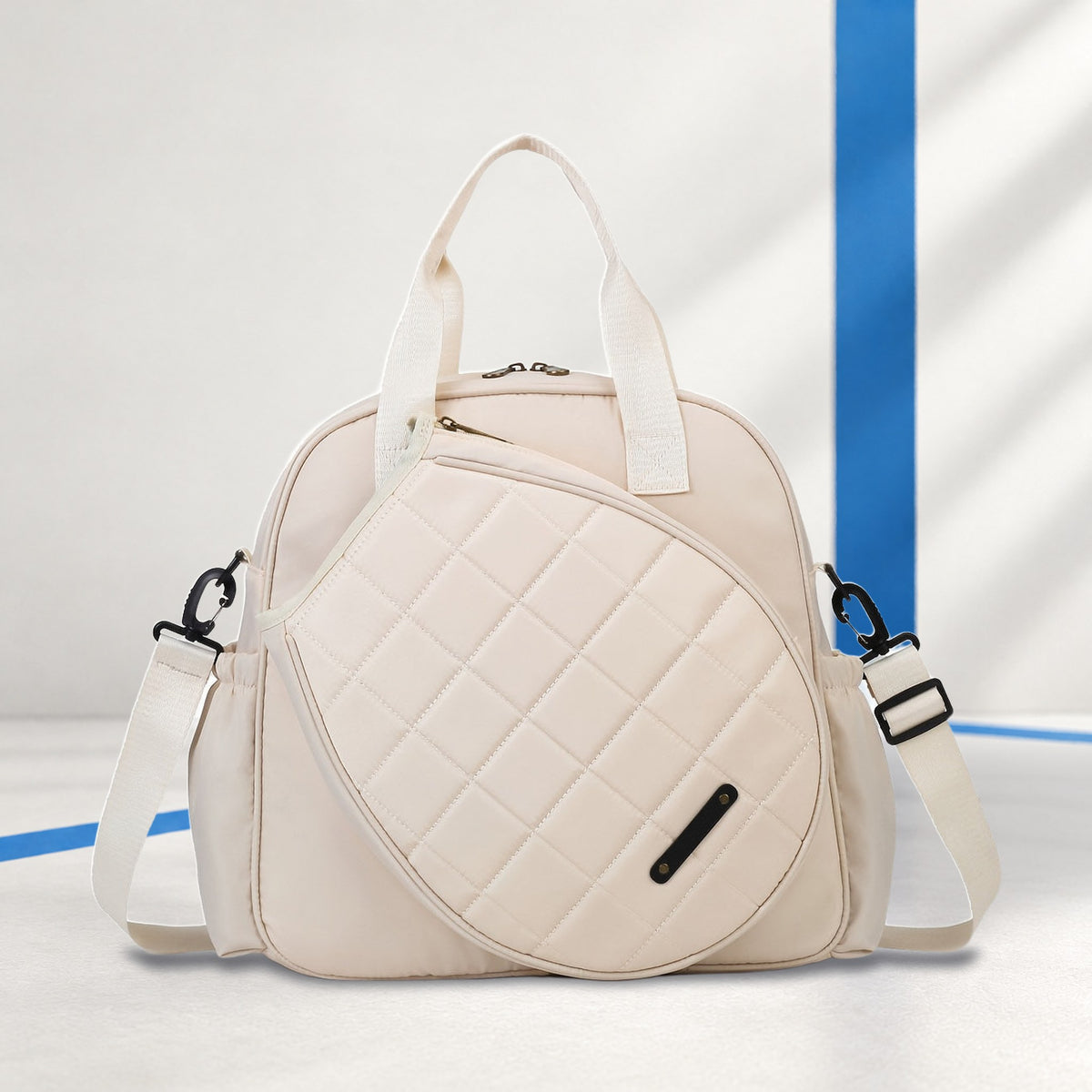 Quilted Padel Racket Shoulder Bag with Front Racket Pocket