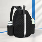 Quilted Padel Racket Sling Backpack with Bottle Pockets