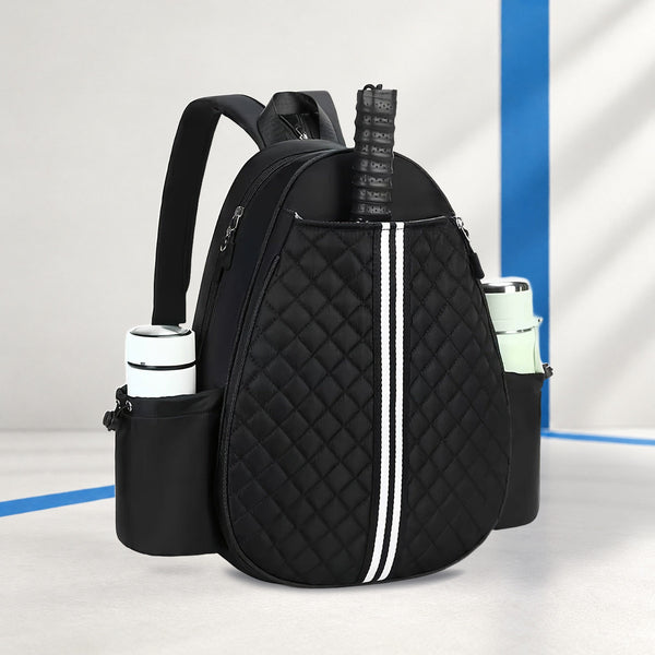 Quilted Padel Racket Sling Backpack with Bottle Pockets