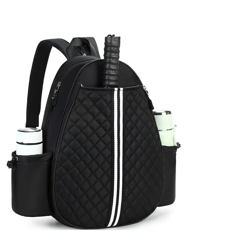Quilted Padel Racket Sling Backpack with Bottle Pockets