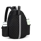 Quilted Padel Racket Sling Backpack with Bottle Pockets