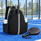 Quilted Padel Racket Sling Backpack with Bottle Pockets