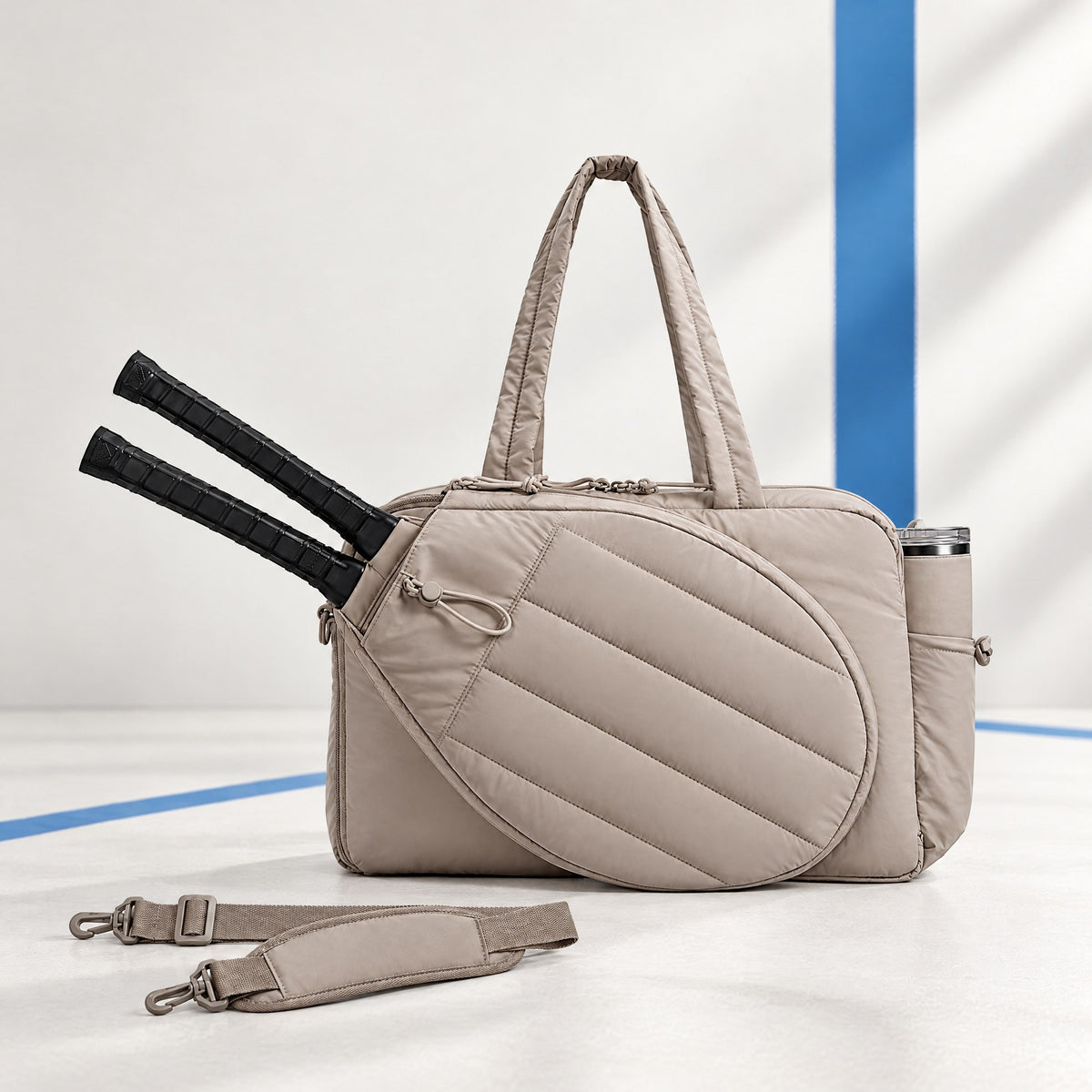 Quilted Padel Tote Bag – Padded Racket Sleeve, Laptop Pocket & Strap