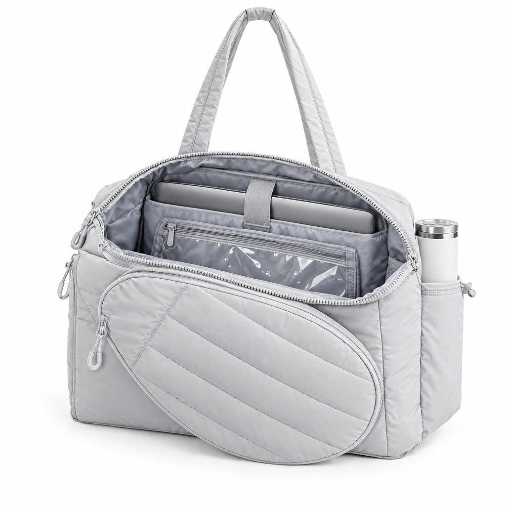 Quilted Padel Tote Bag – Padded Racket Sleeve, Laptop Pocket & Strap