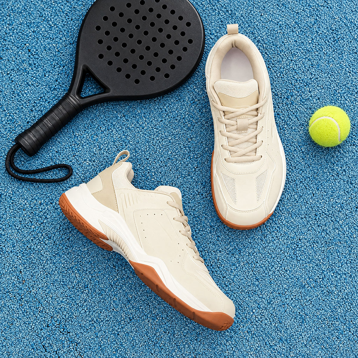 Unisex Leather-Look Court Shoes – Lightweight Padel & Indoor Trainers